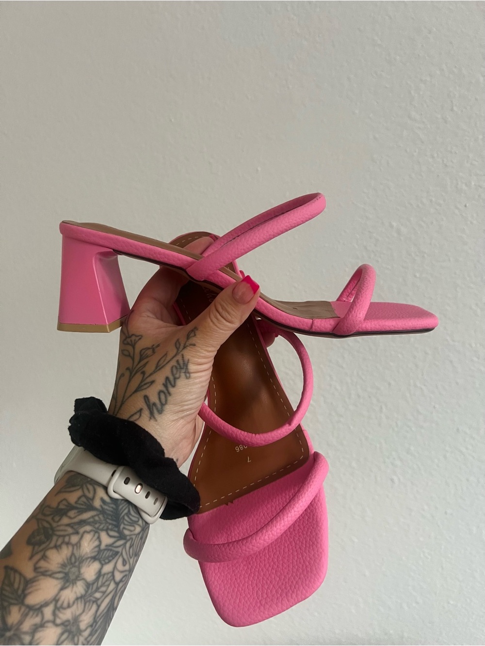 Pink Strappy Block Heel Sandals - Picture 2 of 6